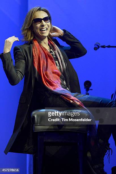 Yoshiki performs at Salesforce.com's Dreamforce 2014 Conference at Moscone South on October 15, 2014 in San Francisco, California.