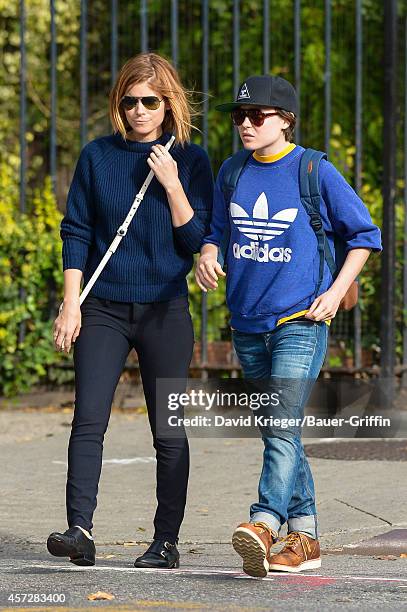 Kate Mara and Ellen Page are seen in New York City on October 15, 2014 in New York City.