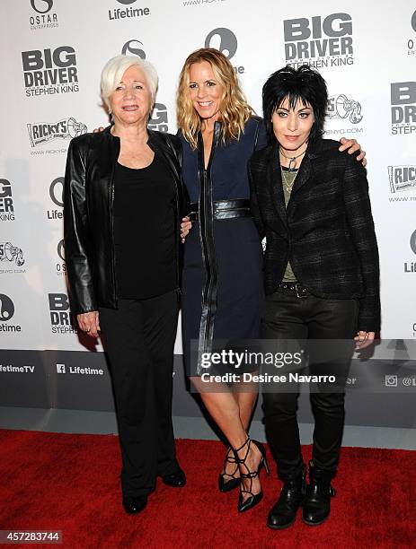 Actresses Olympia Dukakis, Maria Bello and Joan Jett attend 'Big Driver' New York Premiere at Angelika Film Center on October 15, 2014 in New York...