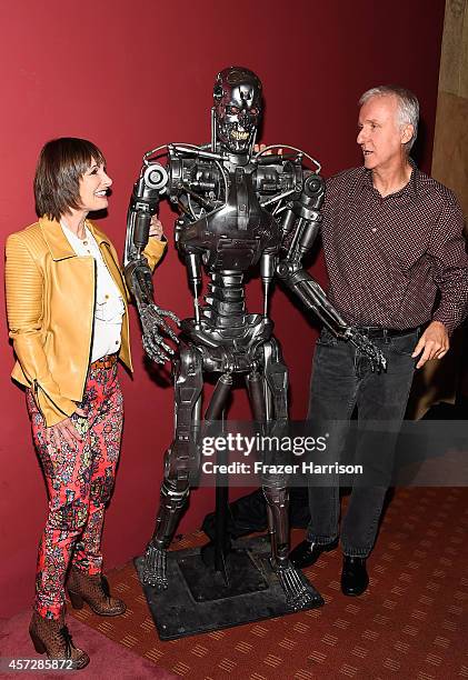 Producer Gale Anne Hurd and directorJames Cameron attend the American Cinematheque 30th Anniversary Screening Of "The Terminator" at the Egyptian...