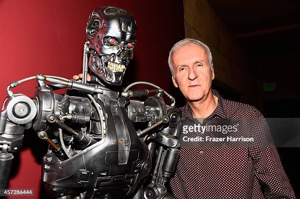 Director James Cameron attends the American Cinematheque 30th Anniversary Screening Of "The Terminator" Q+A at the Egyptian Theatre on October 15,...