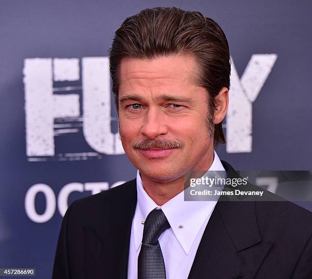 Brad Pitt attends "Fury" Washington DC Premiere at The Newseum on October 15, 2014 in Washington, DC.