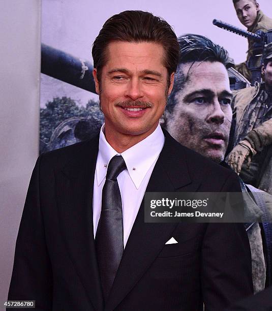 Brad Pitt attends the "Fury" Washington DC Premiere at The Newseum on October 15, 2014 in Washington, DC.