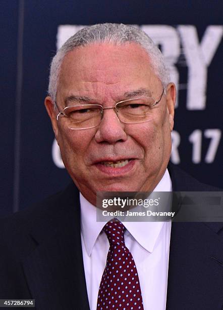 Colin Powell attends the "Fury" Washington DC Premiere at The Newseum on October 15, 2014 in Washington, DC.