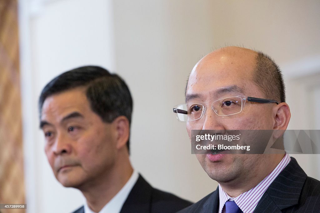 Hong Kong Chief Executive Leung Chun-ying News Conference As He Seeks Talks With Students To End Standoff