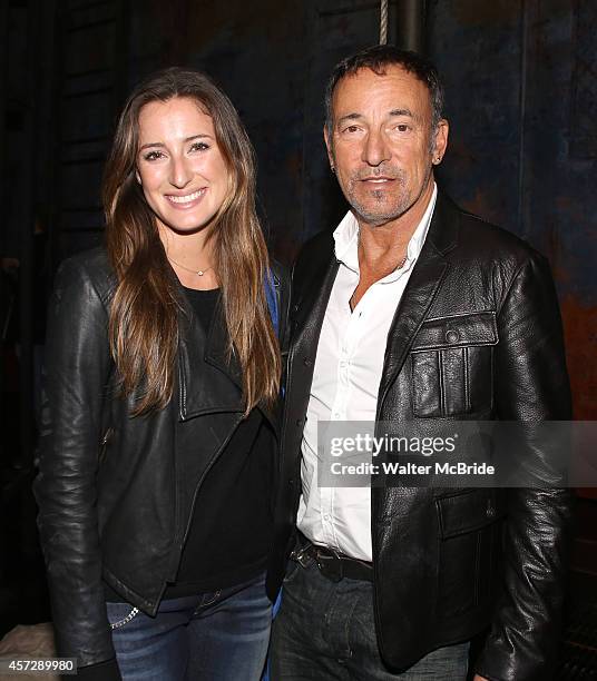 Jessica Springsteen and Bruce Springsteen backstage after a performance of 'The Last Ship' at the Neil Simon Theatre on October 15, 2014 in New York...