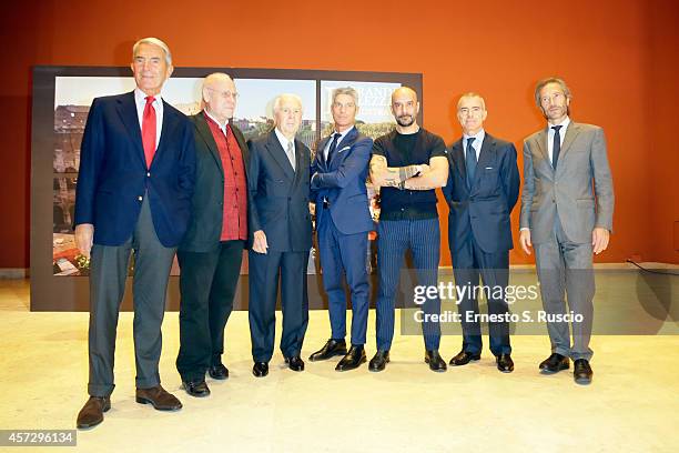 Carlo Rossella, Marco Muller, Paolo Ferrari, Giampaolo Letta, Giulio Gipponi, Giorgio Restelli and Lamberto Mancini attend the Exhibition La Grande...