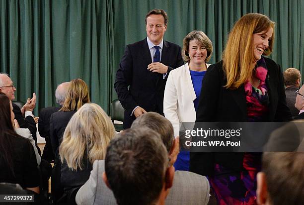 Prime Minister David Cameron leaves afer introducing the Conservative Party's two applicants councillors Anna Firth and Kelly Tolhurst for their...