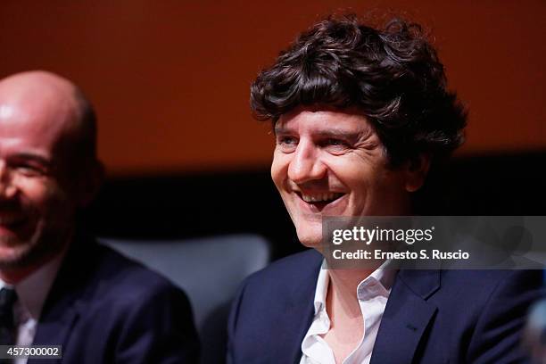 Alessandro Genovesi and Fabio De Luigi attend the 'Soap Opera' Press Conference during The 9th Rome Film Festival at Auditorium Della Musica on...