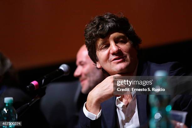 Alessandro Genovesi and Fabio De Luigi attend the 'Soap Opera' Press Conference during The 9th Rome Film Festival at Auditorium Della Musica on...