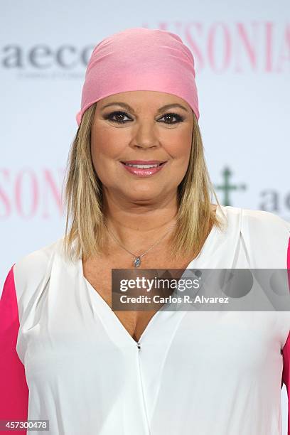 Terelu Campos attends "Bandera de la Esperanza" new campaign against cancer presentation at the Petit Palace Savoy Hotel on October 16, 2014 in...