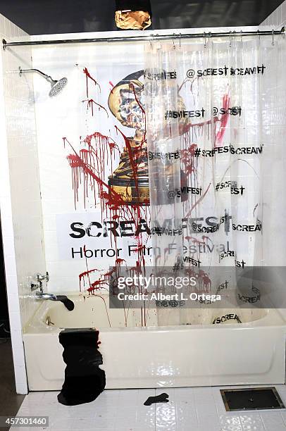 Bloody shower at ScreamFest 2014 "See No Evil 2" Screening held at TCL Chinese 6 Theatres on October 15, 2014 in Hollywood, California.
