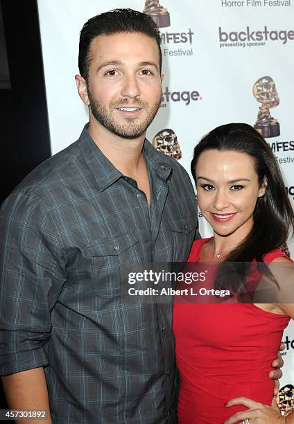 Actress Danielle Harris and husband arrive for ScreamFest 2014 "See No Evil 2" Screening held at TCL Chinese 6 Theatres on October 15, 2014 in...