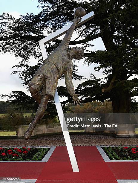 General view of the Arthur Wharton Statue at St George's Park on October 16, 2014 in Burton-upon-Trent, England.