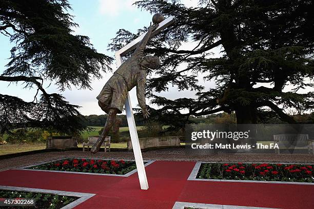 General view of the Arthur Wharton Statue at St George's Park on October 16, 2014 in Burton-upon-Trent, England.