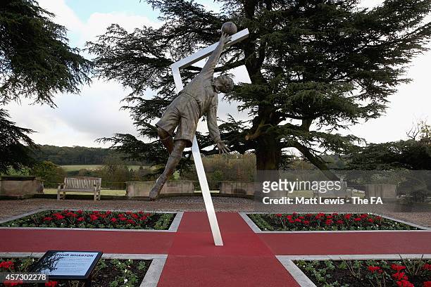 General view of the Arthur Wharton Statue at St George's Park on October 16, 2014 in Burton-upon-Trent, England.