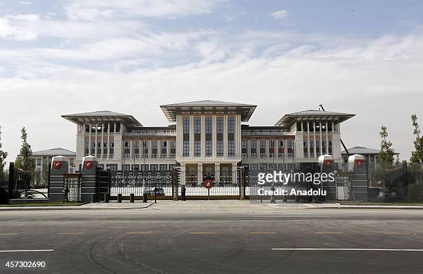 View of the construction of new presidential palace of Turkey built inside Ataturk Forest Farm in Ankara, Turkey on October 16, 2014.