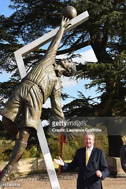 St George's Park chairman David Sheepshanks unveils of the Arthur Wharton Statue at St George's Park on October 16, 2014 in Burton-upon-Trent,...