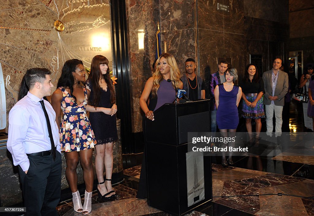 Laverne Cox Lights The Empire State Building Purple Honoring National Bullying Prevention Month