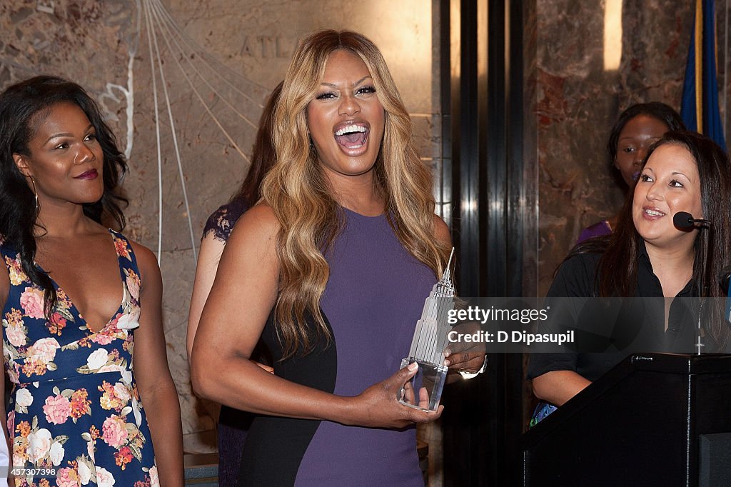 Laverne Cox Lights The Empire State Building Purple Honoring National Bullying Prevention Month