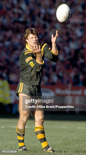 Andrew Ettinghausen in action for Australia during the Wigan versus Australia rugby league match at Central Park in Wigan on 14th October 1990....