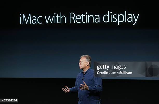 Apple Senior Vice President of Worldwide Marketing Phil Schiller announces the new iMac with 5k retina display during a special event on October 16,...