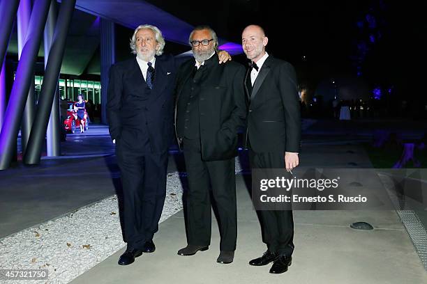 Maurizio Totti, Diego Abatantuono and Alessandro Genovesi attend the 'Rome film festival Opening Party' on October 16, 2014 in Rome, Italy.