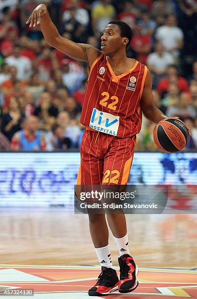 Nolan Smith of Galatasaray Liv Hospital Istanbul in action during the 2014-2015 Turkish Airlines Euroleague Group D Round 1 between Crvena Zvezda...