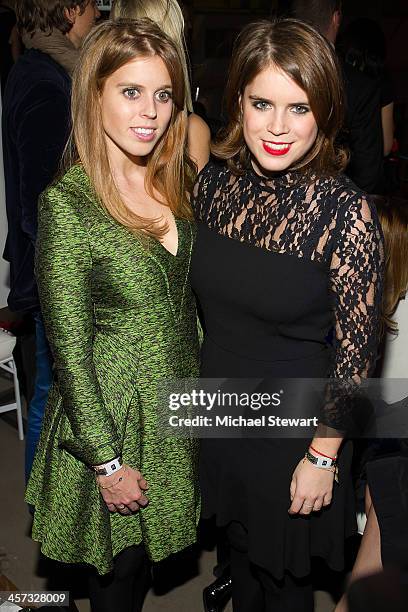 Princess Beatrice and HRH Princess Eugenie attend the 8th annual charity: ball Gala at the Duggal Greenhouse on December 16, 2013 in the Brooklyn...