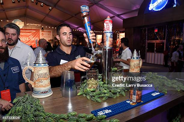 Beer is served at the Samuel Adams station at Ronzoni's La Sagra Slices hosted by Bongiovi Brand pasta sauces & Adam Richman presented by Time Out...