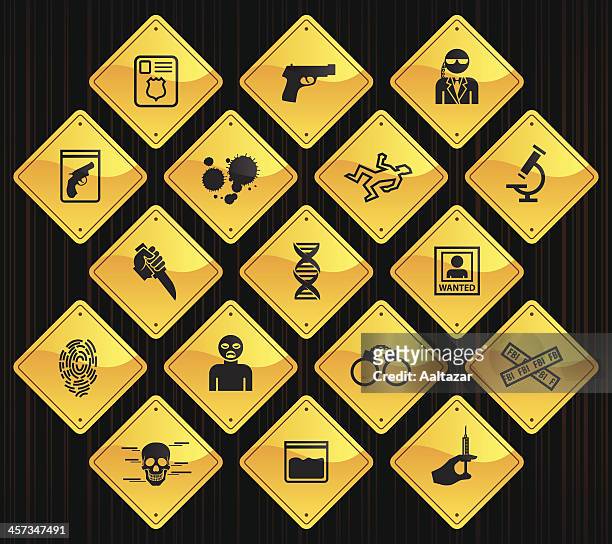 gelbe straße zeichen-fbi & forensics - fbi stock-grafiken, -clipart, -cartoons und -symbole