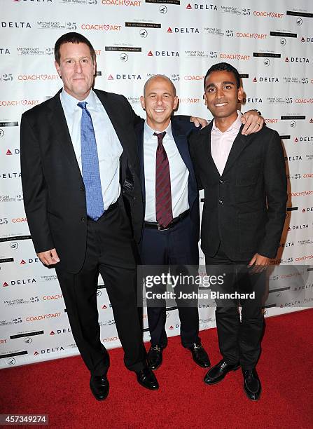 Honoree Kevin Mayer from the Walt Disney Company, boardmember at CoachArt Brent Weinstein and staff vice president at Delta Ranjan Goswami attend the...