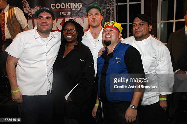 Chicken Coupe winners Queen's Comfort Donnie Dalessio, George Carruth, chef Hernan Heras and Walter Pulla with Whoopi Goldberg attend Cooking Channel...