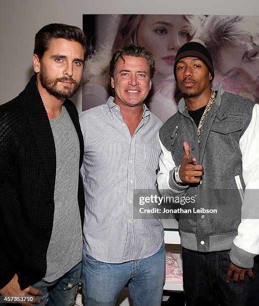 Personality Scott Disick, Wildfox CEO Jimmy Sommers and actor Nick Cannon attend the Wildfox Flagship Store Launch Party on October 16, 2014 in West...