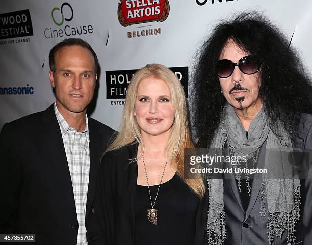 Festival director Jon Fitzgerald, writer/director Regina Russell and rock drummer Frankie Banali attend the 2014 Hollywood Film Festival Opening...
