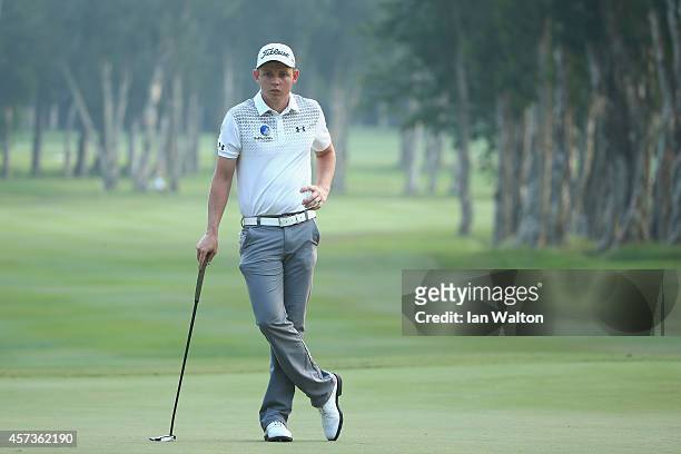 Cameron Smith of Australia looks on during the 2nd round of the 2014 Hong Kong open at The Hong Kong Golf Club at The Hong Kong Golf Club on October...