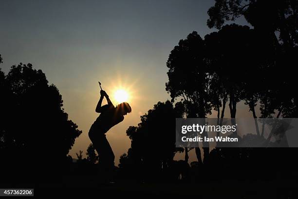 Robert Jan Derksen of The Netherlands in action during the 2nd round of the 2014 Hong Kong open at The Hong Kong Golf Club at The Hong Kong Golf Club...