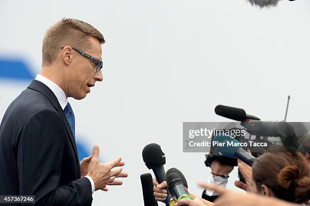 Prime Minister of Finland Alexander Stubb arrives at the10 ASEM Summit with 50 Heads Of State From Europe And Asia on October 16, 2014 in Milan,...