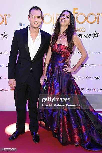 Michele Caliendo and Lorena Baricalla attend the Golden Foot 2014 Awards Ceremony at Sporting Club on October 13, 2014 in Monte-Carlo, Monaco.