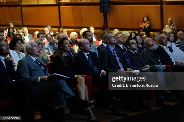 Diamara Parodi delfino and Roberto Arditti attend the 'Expo: Short Food Movie' during the 9th Rome Film Festival on October 17, 2014 in Rome, Italy.