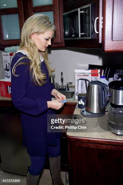 Taking a break in her trailer, Jennifer Morrison makes a pot of hot water on her Gordon Ramsay Everyday electric kettle, available exclusively at...