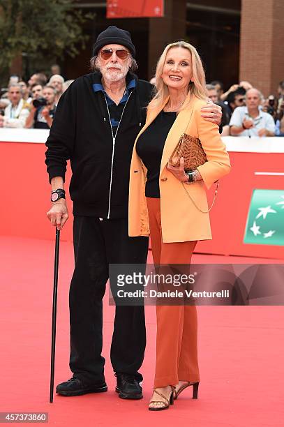 Tomas Milian and Barbara Bouchet On The Red Carpet during the 9th Rome Film Festival on October 17, 2014 in Rome, Italy.