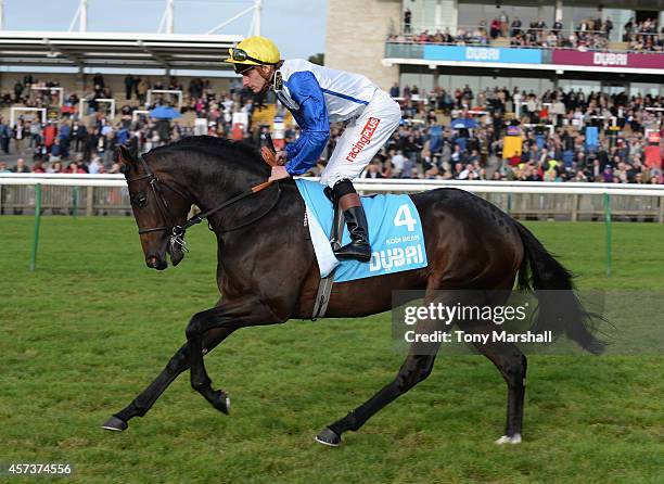 Adam Kirby riding Kodi Bear in the Dubai Dewhurst Stakes during The Future Champions Day racing at Newmarket Racecourse on October 17, 2014 in...