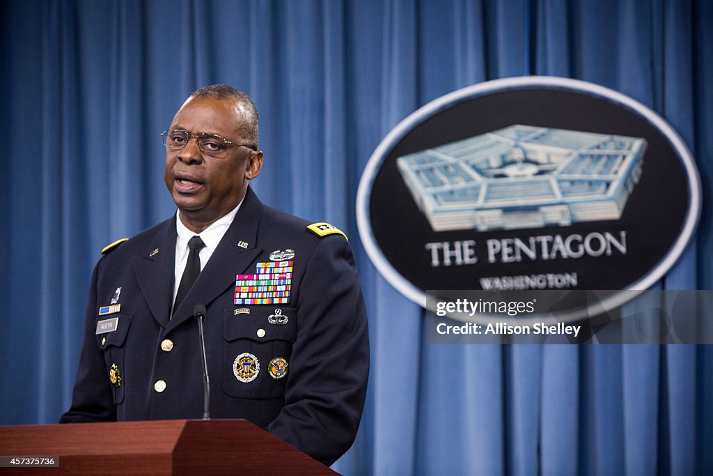 Gen. Lloyd Austin II holds a media briefing on Operation Inherent Resolve