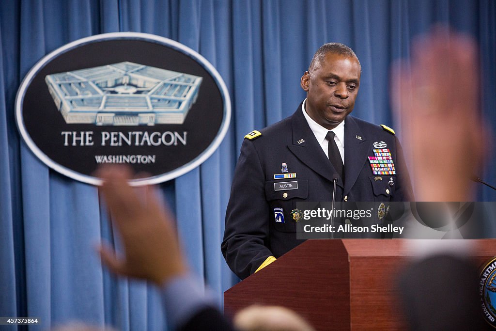 Gen. Lloyd Austin II holds a media briefing on Operation Inherent Resolve