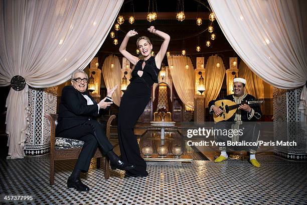 Film director Martin Scorsese and actor Sharon Stone are photographed for Paris Match on November 29, 2013 in Marrakech, Morocco.