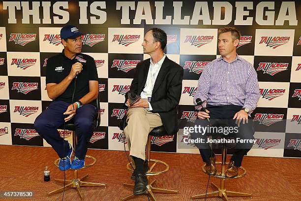 From left, Michael Waltrip, driver of the MyAFibStory.com Toyota, Dr. Patrick Ellinor, American Heart Association and Gregg Ruppersberger of Janssen...