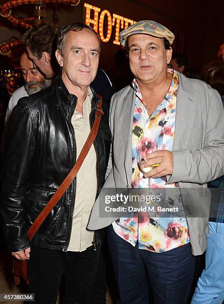 Angus Deayton and director Gerry Fox attend the VIP Gala Screening of "Marc Quinn: Making Waves" at the Ham Yard Hotel on October 17, 2014 in London,...