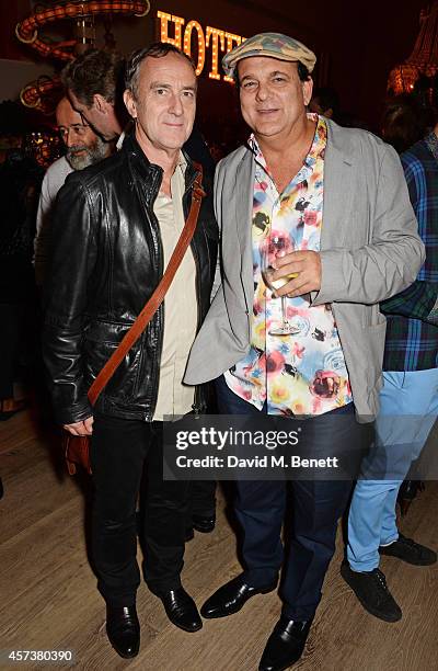 Angus Deayton and director Gerry Fox attend the VIP Gala Screening of "Marc Quinn: Making Waves" at the Ham Yard Hotel on October 17, 2014 in London,...