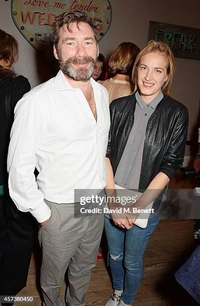 Mat Collishaw and Polly Morgan attend the VIP Gala Screening of "Marc Quinn: Making Waves" at the Ham Yard Hotel on October 17, 2014 in London,...